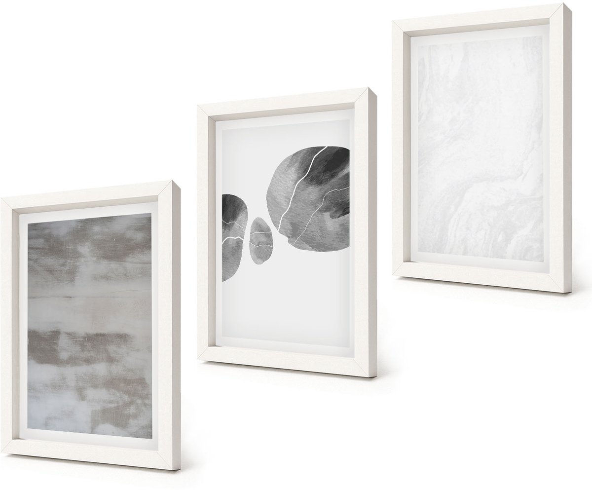 Coloray 3-Delige Schilderij Set - Abstracte vormen en structuren in moderne stijl. - 20x30 - Wanddecoratie - Muurdecoratie - Moderne Interieurdecoratie