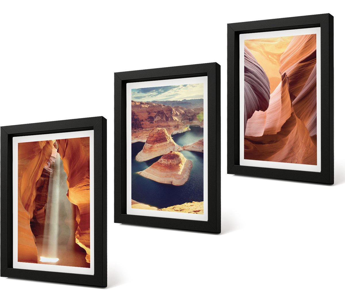 Coloray 4-Delige Schilderij Set - Waterval in de kloof Rotsformaties in de canyon - 20 x 30 cm - Muurdecoratie - Decoratieve Schilderijen - Wohnzimmer - Woonkamer Decoratie