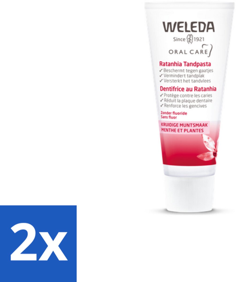 2 x WELEDA - Tandpasta - Ratanhia - 75 ml - Tandpasta - Tandvlees - Natuurlijke Tandpasta - Fluoridevrij - Ratanhia
