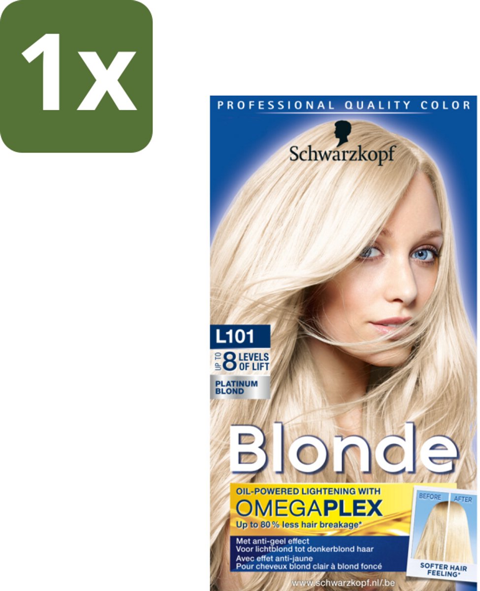 1 x Schwarzkopf - Haarverf - Blonde Platinum Blond L101 - Platinum Blond - Haarverf - Blondering - Haarverf L101 - Oliebooster