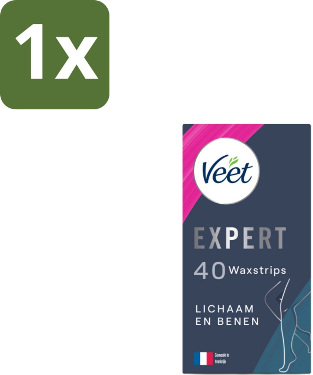 1 x Veet Expert - Ontharingsstrips - Lichaam & Benen - Gevoelige Huid - 40 strips - Ontharen Benen - Ontharen Lichaam - Waxstrips - Gevoelige Huid - Ontharen Strips
