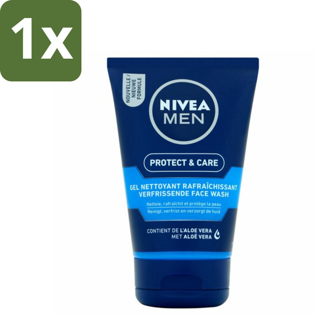 1 x NIVEA MEN - Protect & Care - Reinigingsgel Gezicht - 100 ml - Gezichtsreinigingsgel - Mannelijke Huid - Huidverzorging - Face Wash - Huidbarrière