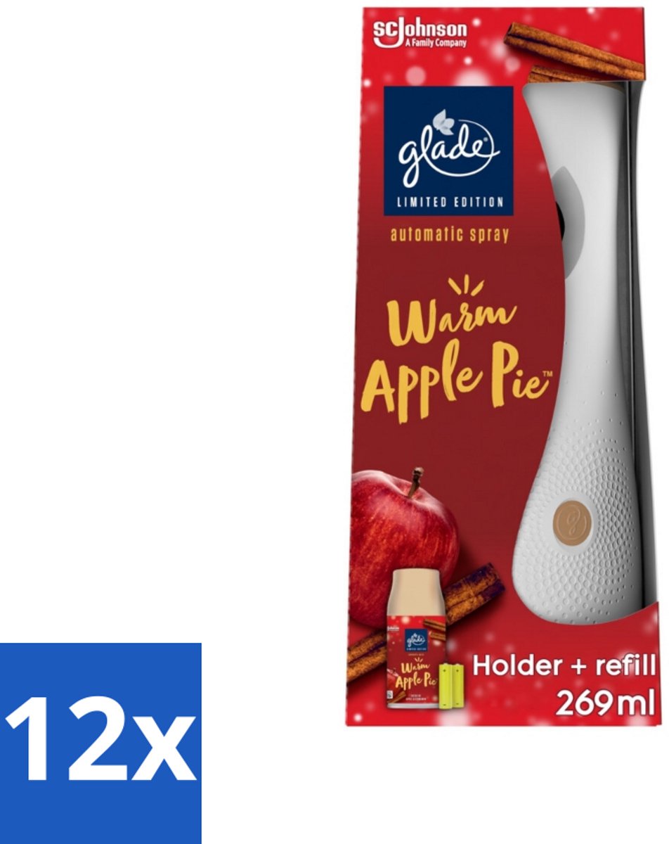 12 x Glade - Houder Automatische Spray - Warme Appeltaart Limited Edition - 269 ml - Geur - Huisgeur - Sfeer - Warmte - Gezelligheid