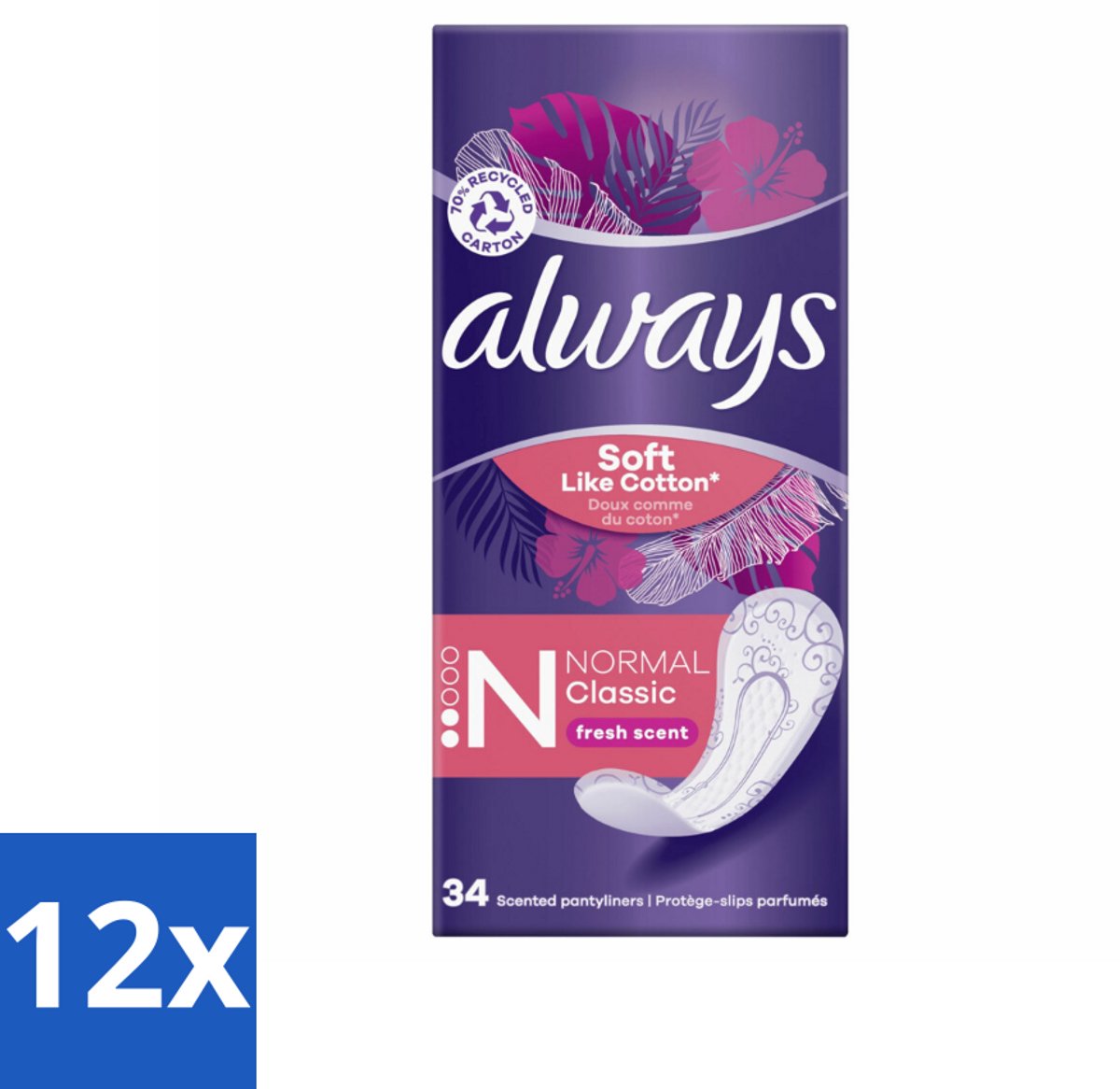 12 x Always - Inlegkruisjes - Normal - 34 Inlegkruisjes - Inlegkruisjes - Always - DailyFresh - Inlegkruisjes Normale - Hygiëne