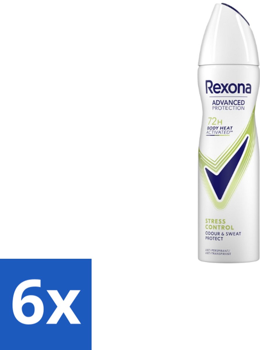 6 x Rexona - Deodorant Spray - Advanced Protection Stress Control - Tegen Stresszweet - 150 ml - 72 Uur Bescherming - Anti-transpirant - Stress - Zweet - Geur