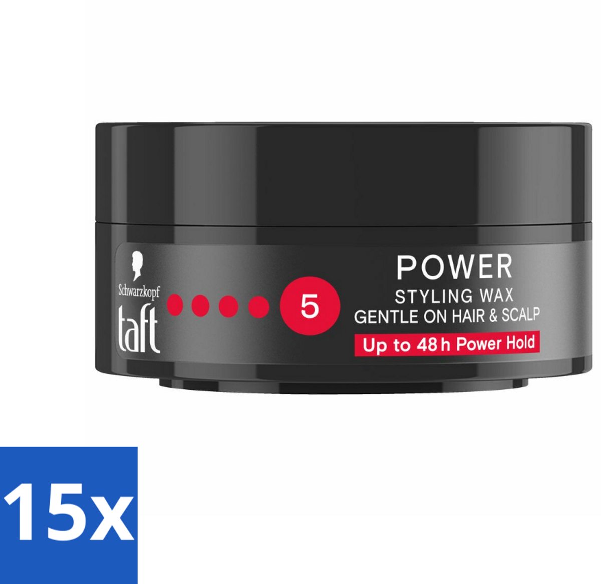 Taft - Power 5 - Styling Wax - Sterke grip met glans - 75 ml - Bulkverpakking - 15 stuks