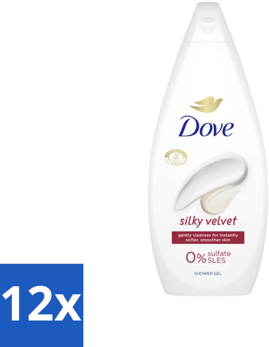 12 x Dove Douchecrème - Silky Velvet - 720 ml - Douchegel - Dove - Silky Velvet - Droge Huid - Milde Reiniging