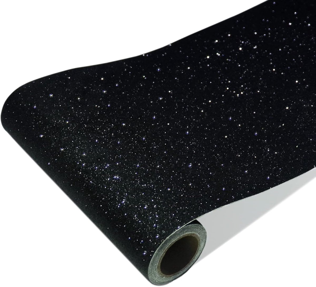 Behang zwart glitter 20cm x 200cm - zelfklevend - duurzaam vinyl - ideaal voor meubels - ShopVlot
