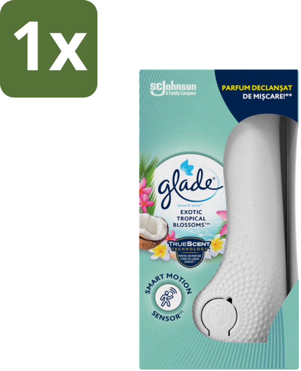 1 x Glade - Houder Sense & Spray - Exotic Tropical Blossom - 18 ml - Geurhouder - Geurbeheer - Bewegingssensor - Exotische Geur - Tropische Geur