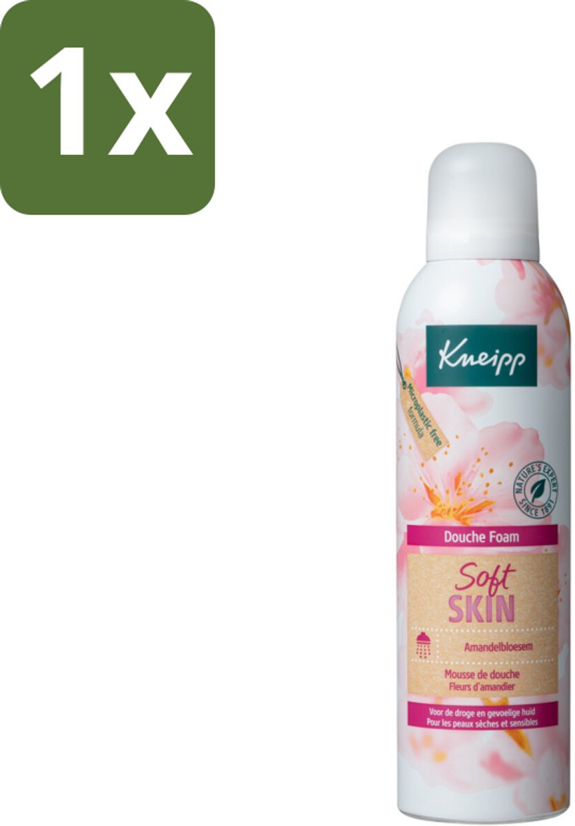 1 x Kneipp - Douche foam - Soft Skin - Voor droge en gevoelige huid - 200 ml - Douche Foam - Droge Huid - Gevoelige Huid - Amandelolie - Jojobaolie