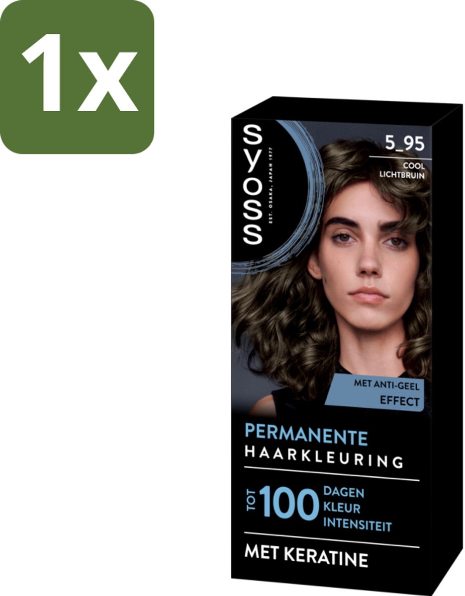 1 x SYOSS - Permanent Coloration 5-95 - Haarverf - Permanente Haarkleuring - Cool Lichtbruin - Grijsdekking - Vermindert Haarbreuk - Haarverf - Permanent Coloration - Cool Lichtbruin - Grijsdekking - Haarverf Met Keratine