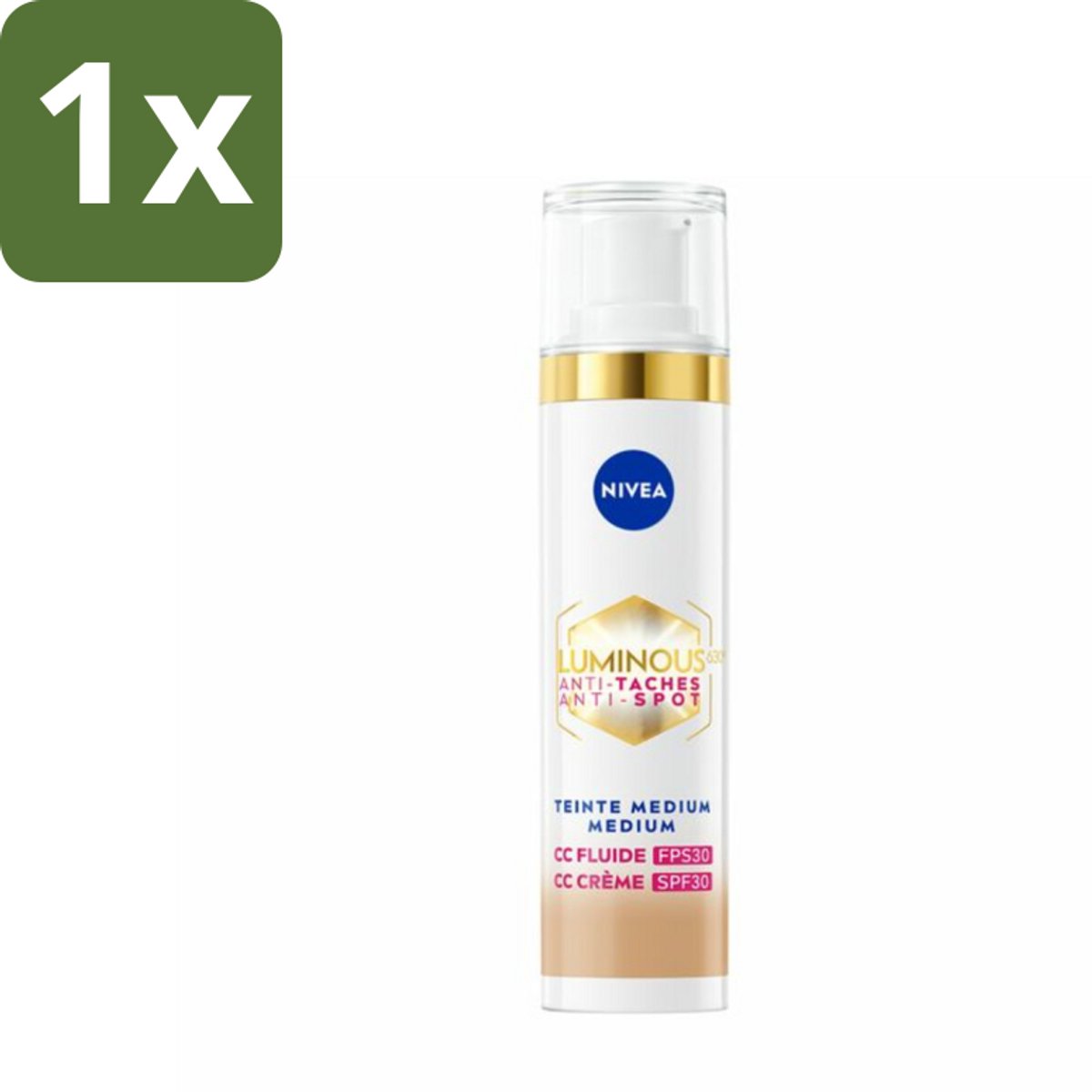 1 x NIVEA - Cellular LUMINOUS630 CC Crème Medium - Gekleurde Dagcrème - Tegen Pigmentvlekken - SPF 30 - 40 ml - Pigmentvlekken - Zonbescherming - Huidverzorging - CC Cream - Stralende Huid