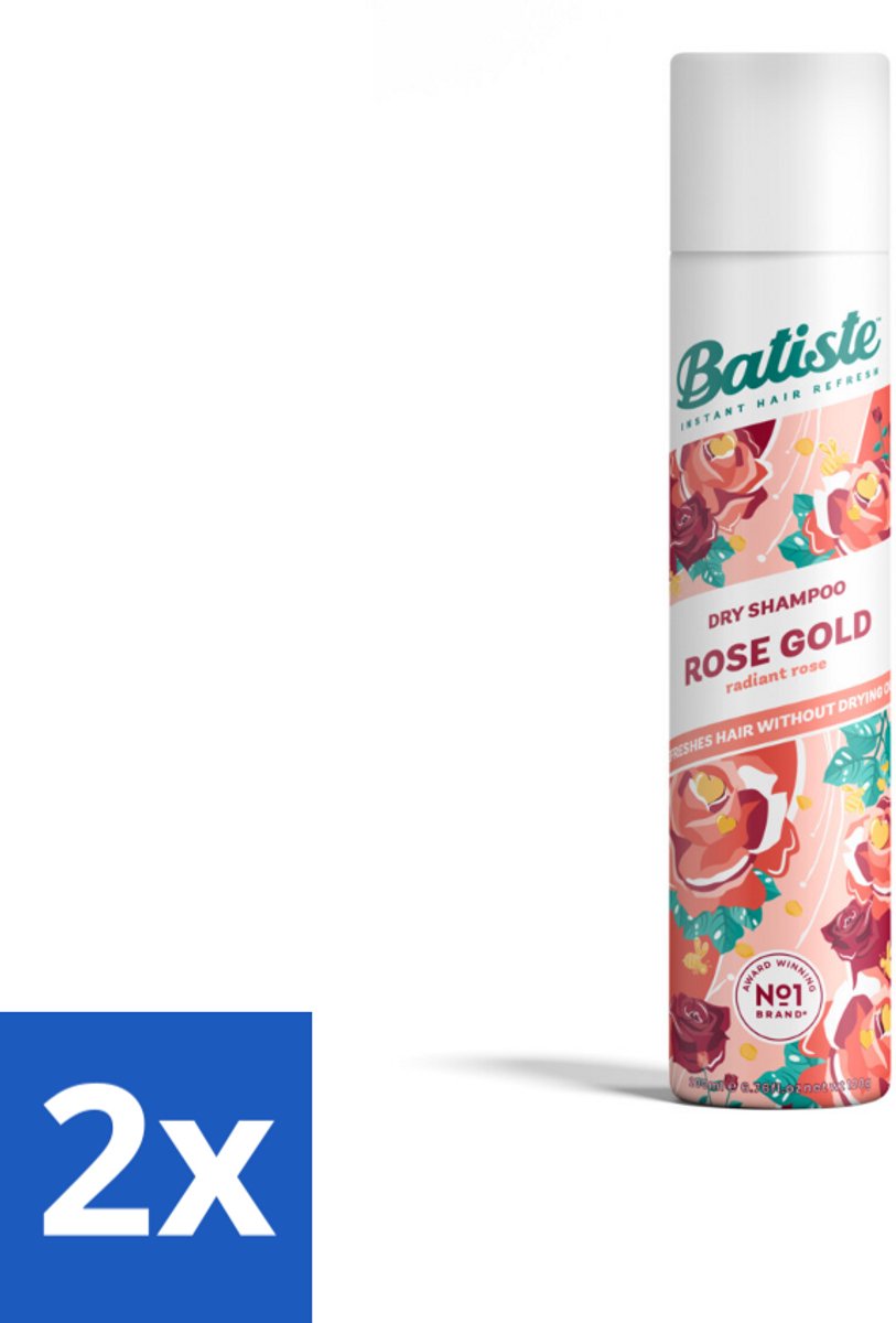 2 x Batiste - Rose Gold - Droogshampoo - Zachte Rozengeur - Verfrist en Zorgt Voor Volume - 200ml - Droogshampoo - Haarverfrissend - Rozengeur - Volume Shampoo - Haar Styling