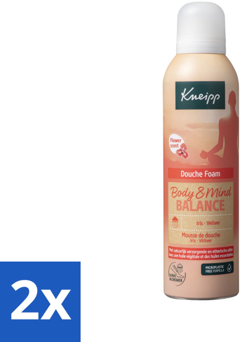 2 x Kneipp - Douche schuim - Body & Mind Balance - Iris & Vetiver - 200 ml - Douche Foam - Ontspanning - Balans - Iris - Vetiver