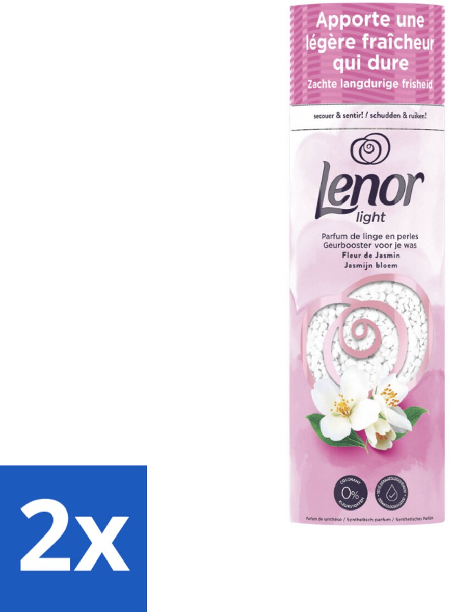 2 x Lenor Light - Geurbooster - Jasmijn - Non-Stop Frisheid - 19 Wasbeurten - Lenor Geurbooster - Wasgeur - Zijdebloesem - Pioenroos - Wasverzachter