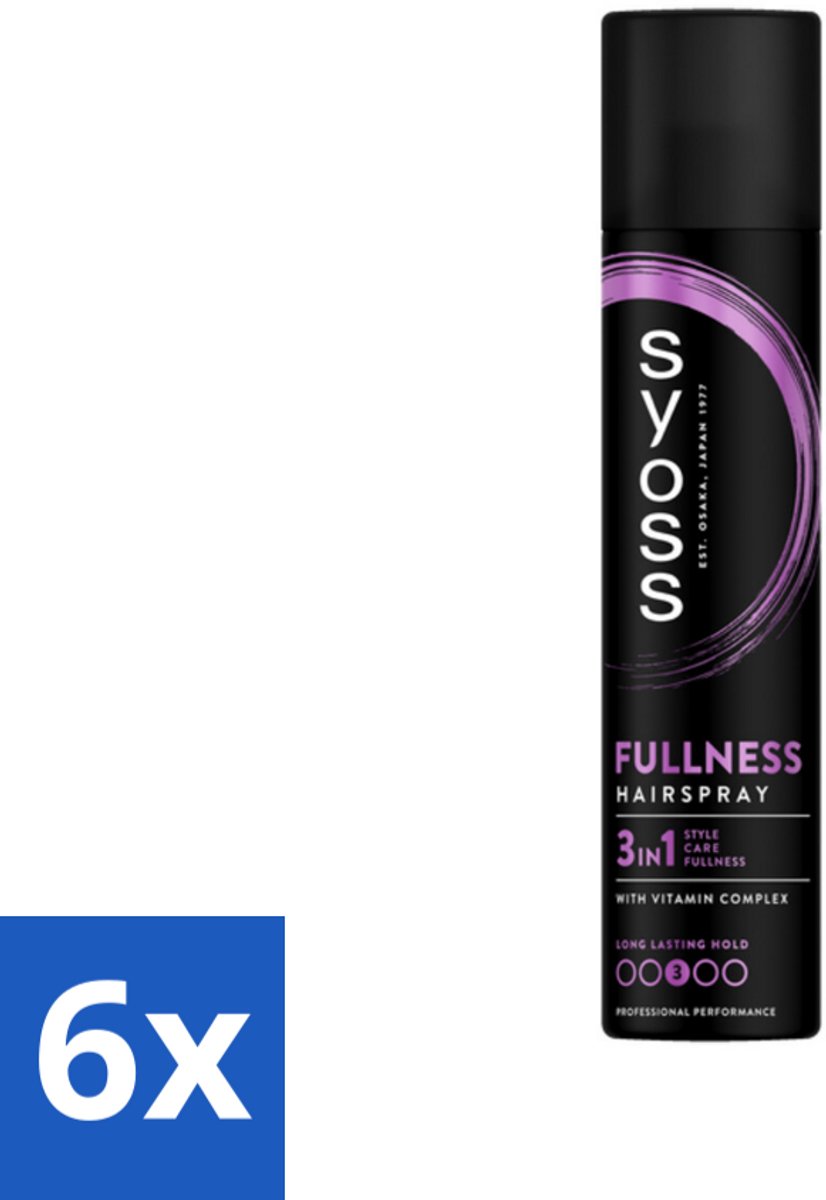 6 x Syoss - Fullness - Haarspray - Volumineus Zonder Gewicht - 300 ml - Haarspray Volume - Haarspray Dun Haar - Volumineuze Haarspray - Haarspray Zonder Gewicht - Syoss Haarspray