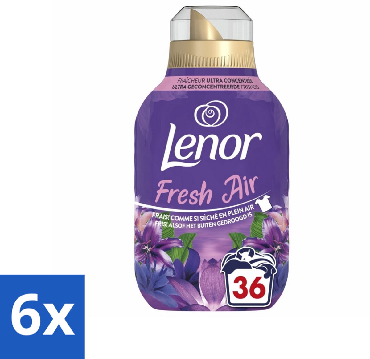 6 x Lenor - Wasverzachter - Fresh Air Maneschijn - Ultra Geconcentreerd - 36 Wasbeurten - Wasverzachter - Lenor - Fresh Air - Maneschijn - Frisse Geur