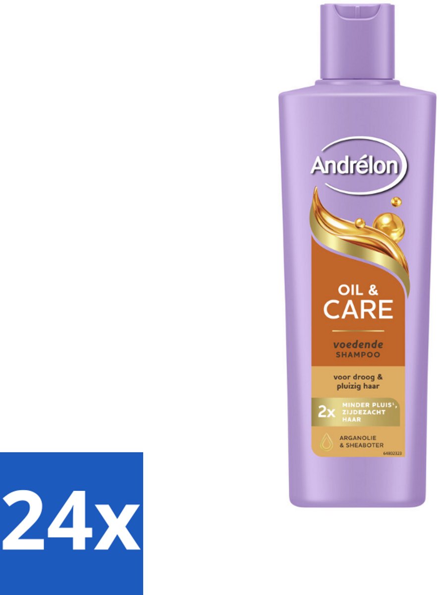 24 x Andrélon – Shampoo – Oil & Care – 250 ml - Droog Haar - Pluis - Haar Verzorging - Haar Voeding - Arganolie