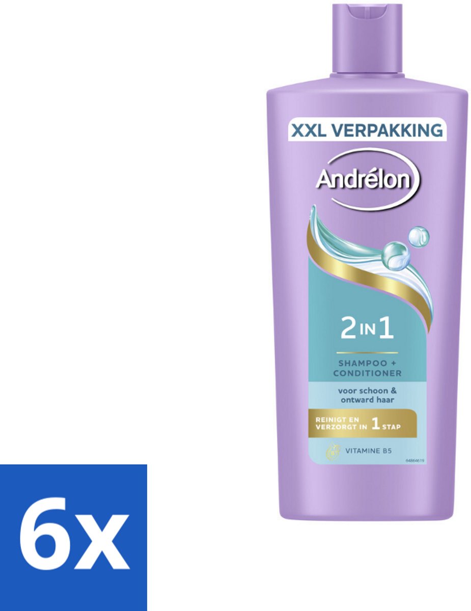 6 x Andrélon – Shampoo 2-in-1 – Iedere Dag – 685 ml - Haar Verzorging - Shampoo En Conditioner - Vitamine B5 - Haartype - Haarkleur
