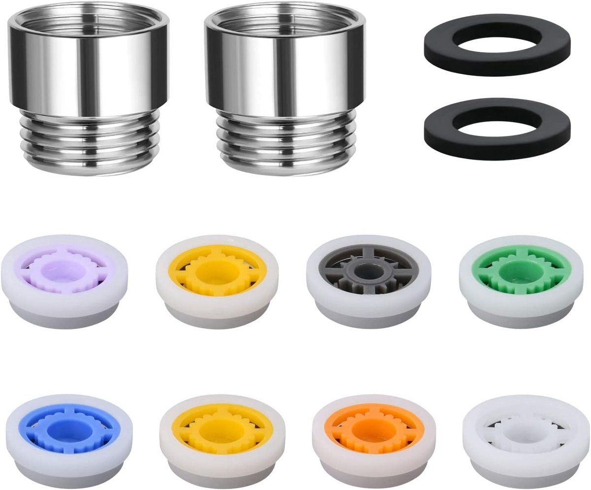 Douchestroomreductiemiddel set - waterbesparende kraanfilter - 2 stuks douchekop - 8 verschillende stromen (4-15L/min) - ShopVlot