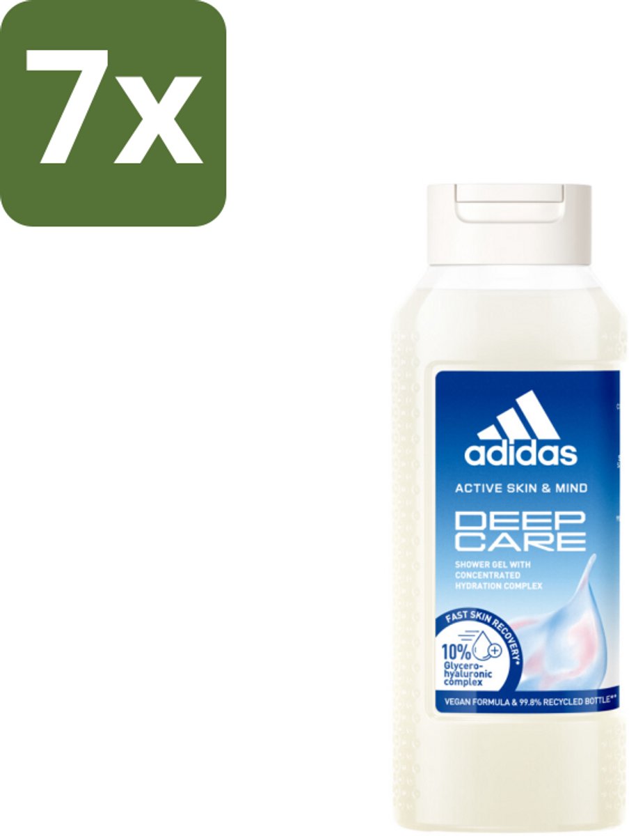 7 x Adidas – Douchegel – Active Skin & Mind Deep Care – 250 ml - Douchegel Sport - Hydraterende Douchegel - Huid Verzorging Na Training - Actieve Huidverzorging - Vegan Douchegel