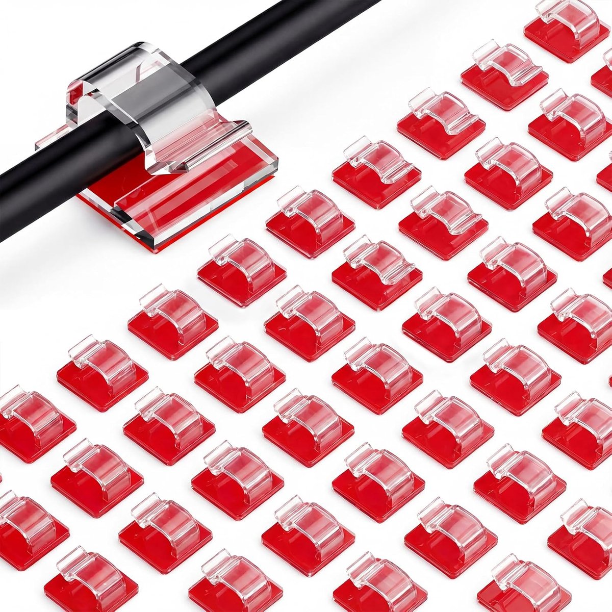 Kabelclips 100 stuks - zelfklevend - heldere witte - ideaal voor kabelmanagement - ShopVlot