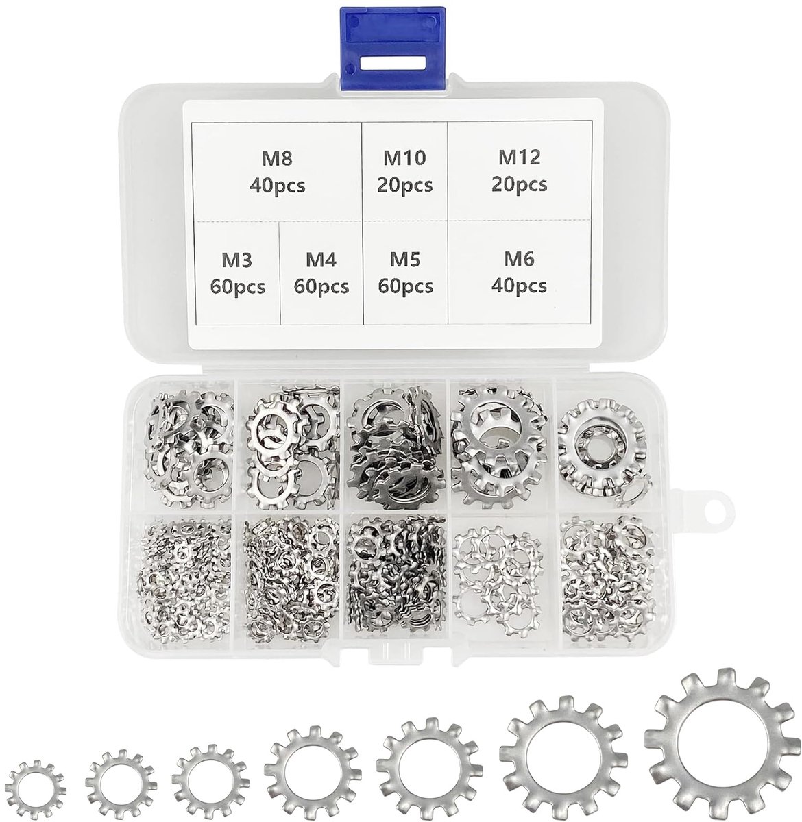 300 stks Starlock Sluitringen 304 Rvs Externe Ster Tand Lock Sluitringen M3 M4 M5 M6 M8 M10 M12 Snelheid Sluitringen - ShopVlot