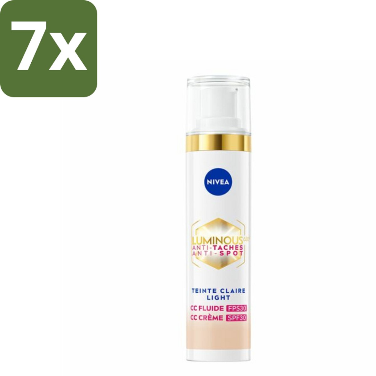 NIVEA - Cellular LUMINOUS630 CC Crème Licht - Gekleurde Dagcrème - Tegen Pigmentvlekken - SPF 30 - 40 ml - Bulkverpakking - 7 stuks