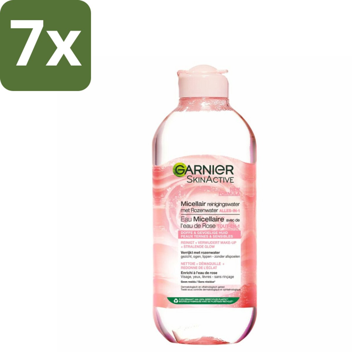 Garnier - SkinActive - Micellair Reinigingswater - Rozenwater - Stralende Huid - 400 ml - Bulkverpakking - 7 stuks