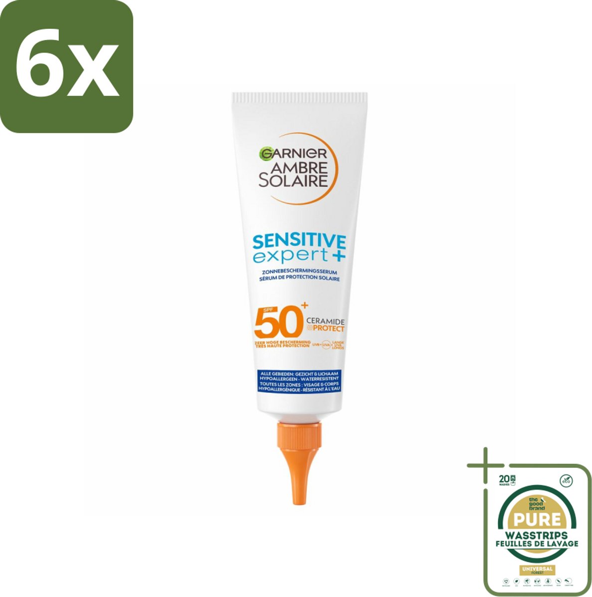 Garnier - Ambre Solaire - Zonnebrandserum - Sensitive Expert - SPF 50+ - 125 ml - Voordeelverpakking - 6 stuks - Gevoelige huid - SPF 50+