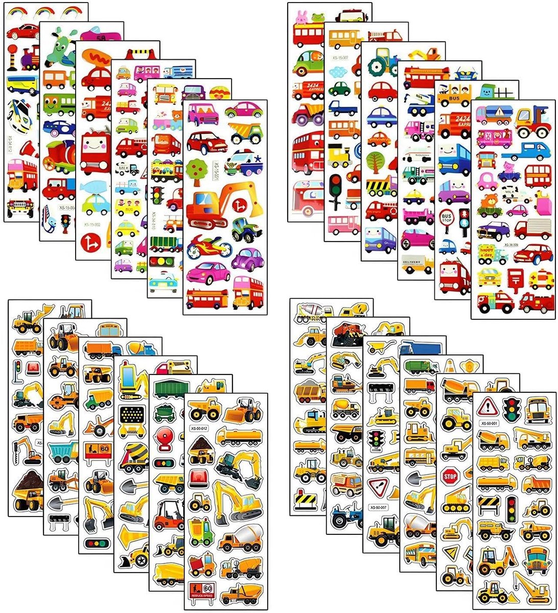 Driedimensionale Stickers Voor Kinderen 24 Stuks - Voertuigpatroon - Reliëfstructuur - Perfect Voor Verjaardagsfeestjes - ShopVlot