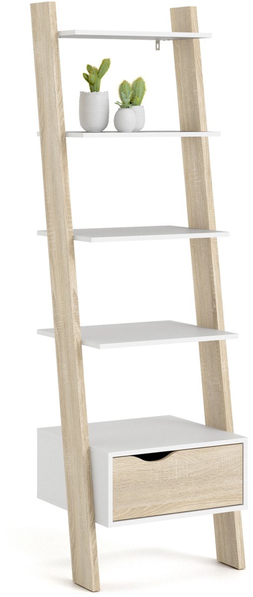 Giga Living Boekenkast Oslo - Wit/Naturel - 60x180x50cm