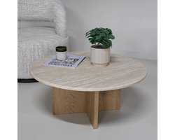Giga Meubel Salontafel Faria - Lichtbruin Marmer - Ø80x35cm