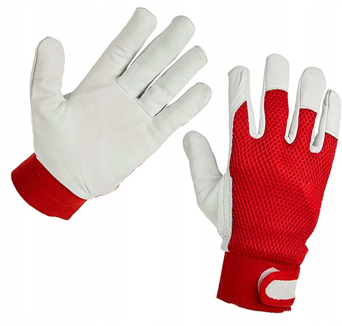 Werkplaats Handschoenen Geitenleer & Mesh - Verstelbaar Klittenband - Maat 10 - Rood