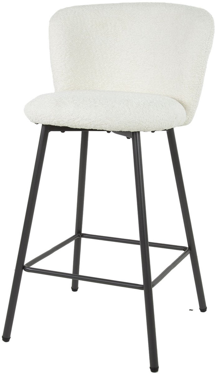 Giga Meubel Barstoel Curve - Wit Bouclé - Set van 4