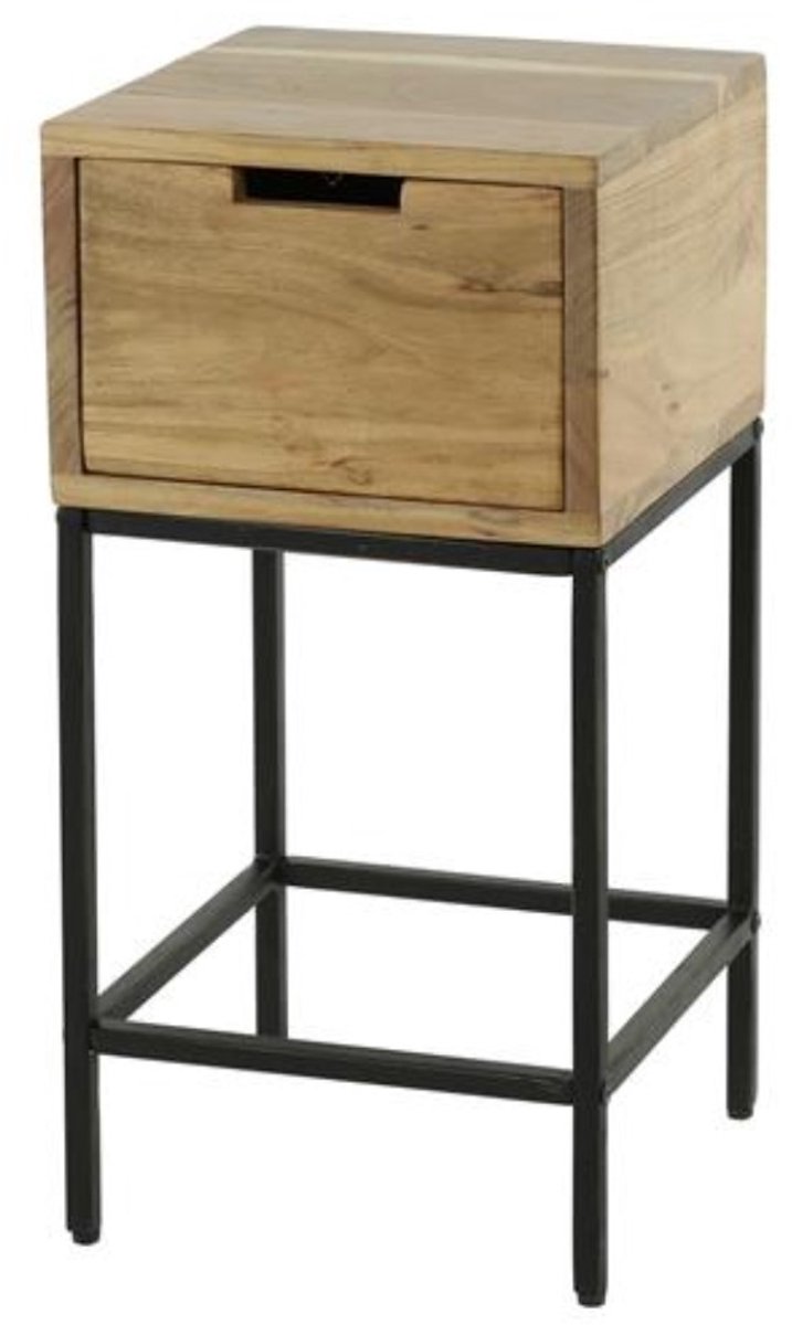Giga Meubel Nachtkastje XS Flat - Naturel Hout - 1-Lade - 30x30x60cm
