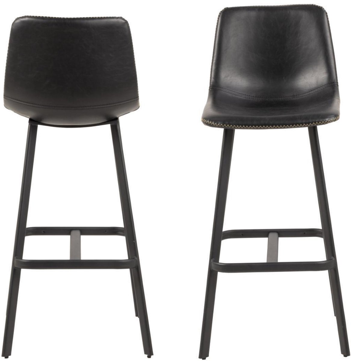 Barkruk Zwart Kunstleer - Zithoogte 76,5cm - 50x46,5x103cm - Giga living - Set van 2
