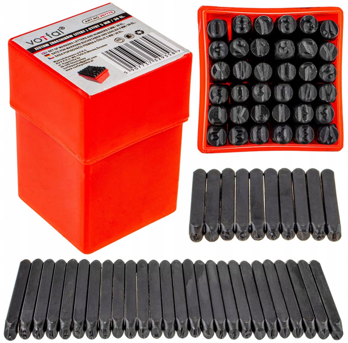 Merkloos Stempelset 36 Delig - Cijfers & Letters 5mm