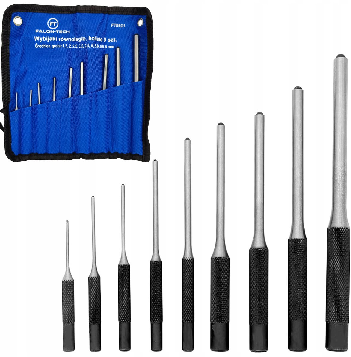 Merkloos Set van 9 Kogelvormige Uitklopbeitels CrV 70-160 mm - Gehard Gesmeed