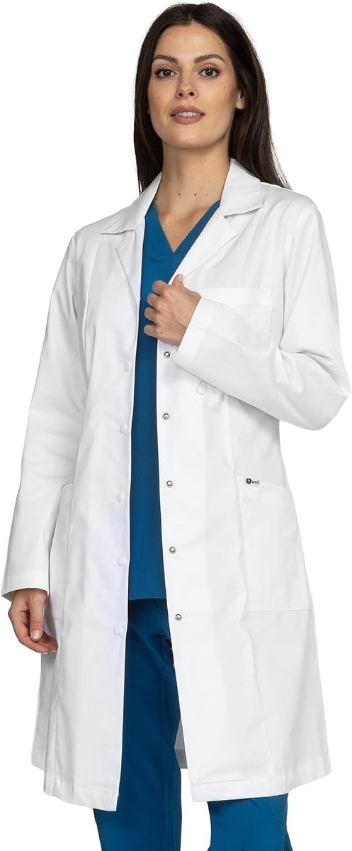 Laboratoriumjas dames - witte kleur - met reverskraag - 3 pockets voor handige opbergruimte - ShopVlot