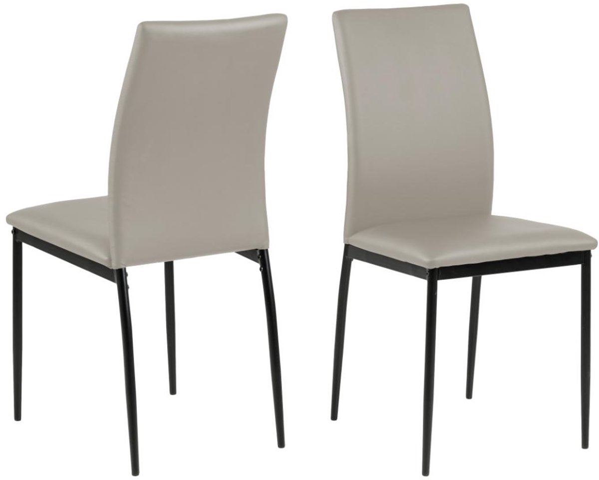 Giga Living Eetkamerstoel Grondal - Taupe PU Leer - Zithoogte 48,5cm - Set van 4