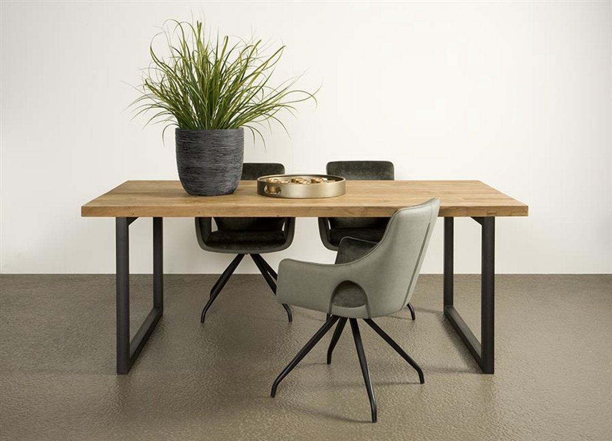 Tower Living Eettafel Lucca - Rechthoek Naturel/Zwart Hout - 200x100x78cm