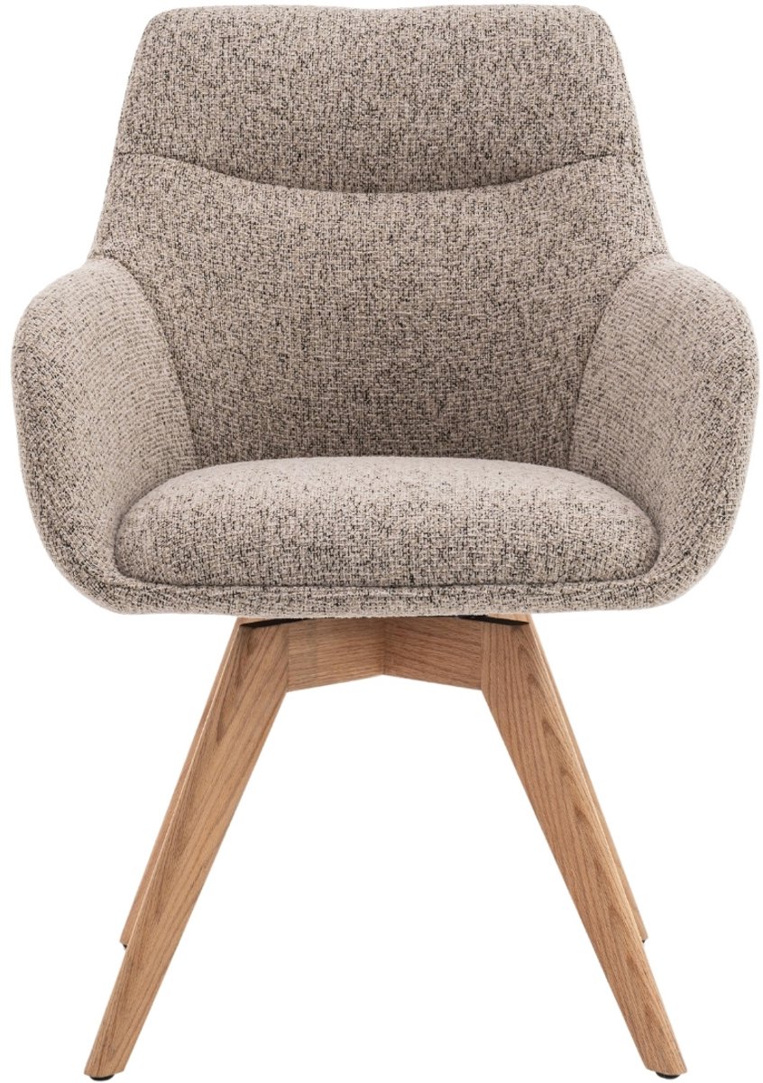 DÉJA Living Eetkamerstoel Noé - Taupe/Naturel - Draaibaar - Set van 2