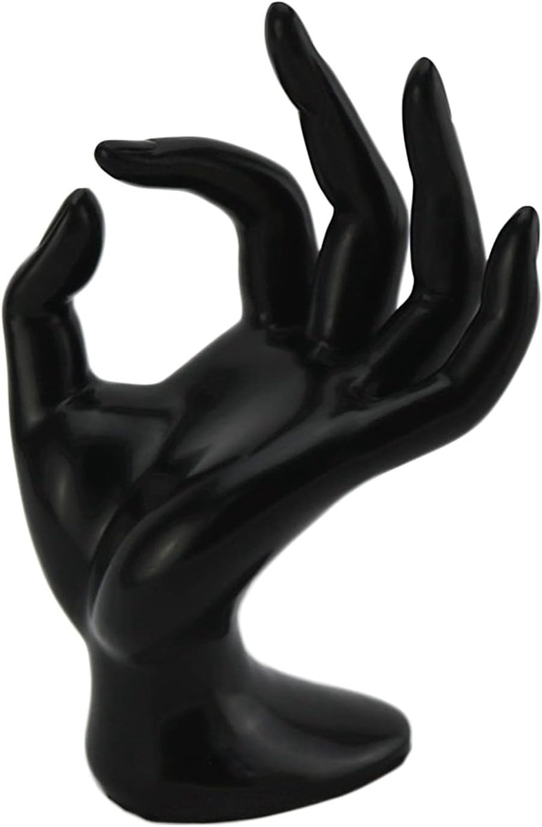 Sieradenhouder Hand - Zwart PVC - Elegant Design - Perfect voor Ringen en Oorbellen - ShopVlot