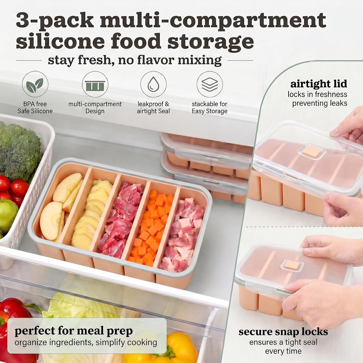 Soepvriescontainers 3 Stuks - Siliconen Mould met Deksel - Veilig en Temperatuurbestendig - ShopVlot