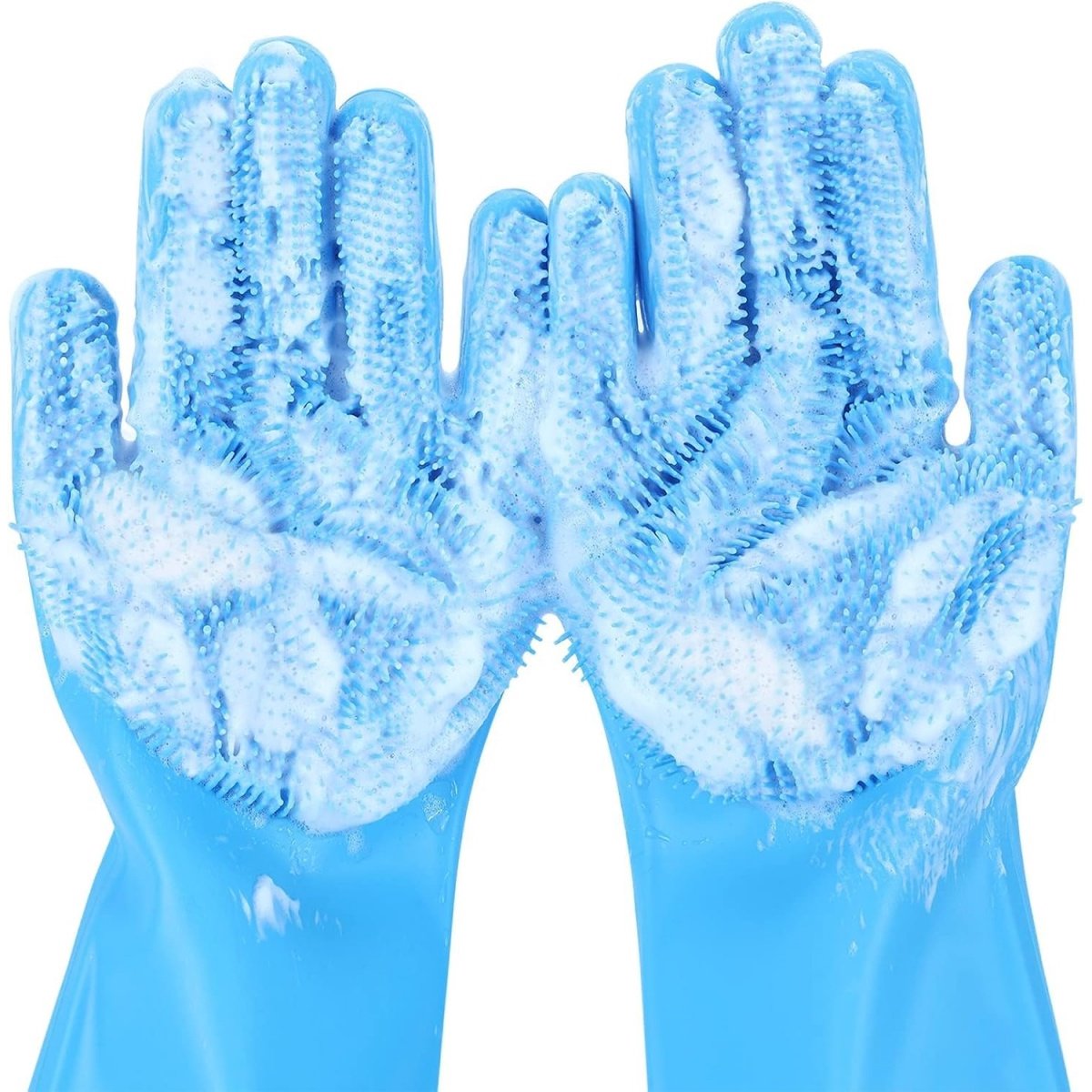 carmdering -Honden- en Kattenverzorgingshandschoenen 1 Paar - Siliconen Bad- en Massagehandschoenen met Massagepunten - 5-Vingerontwerp voor Vachtverzorging, Baden en Losse Haren - Hittebestendig - Blauw
