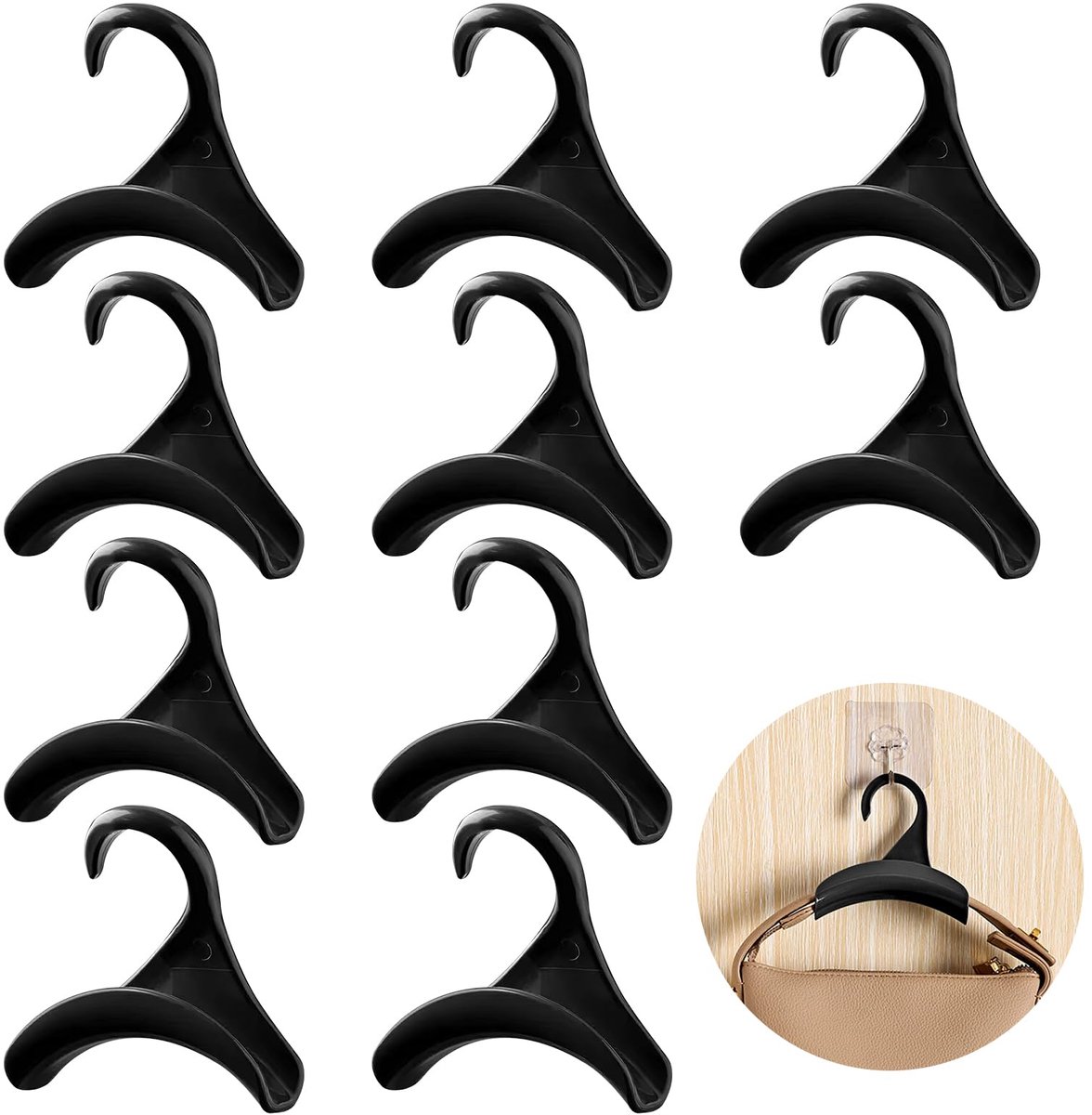 Famanu – Set van 10 handtas kleerhangers, haken voor kast, handtassenhouder, opberghandtas voor kledingkast, tashaken voor rugzakken, schooltassen en sjaals