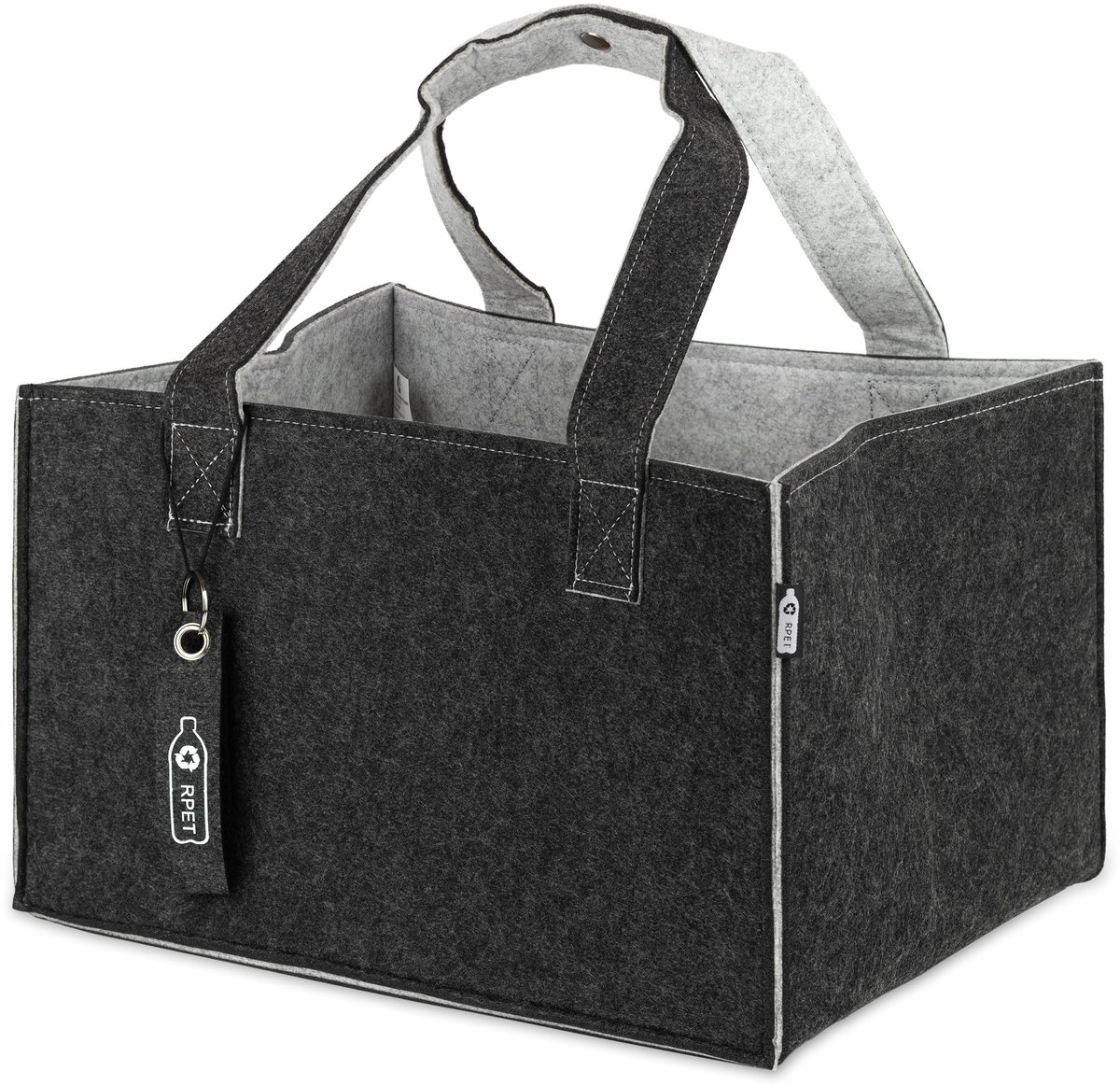 Famanu – Vilten tas van gerecycled plastic flessen, boodschappenmand en haardhoutmand, wasbare en duurzame opbergmand
