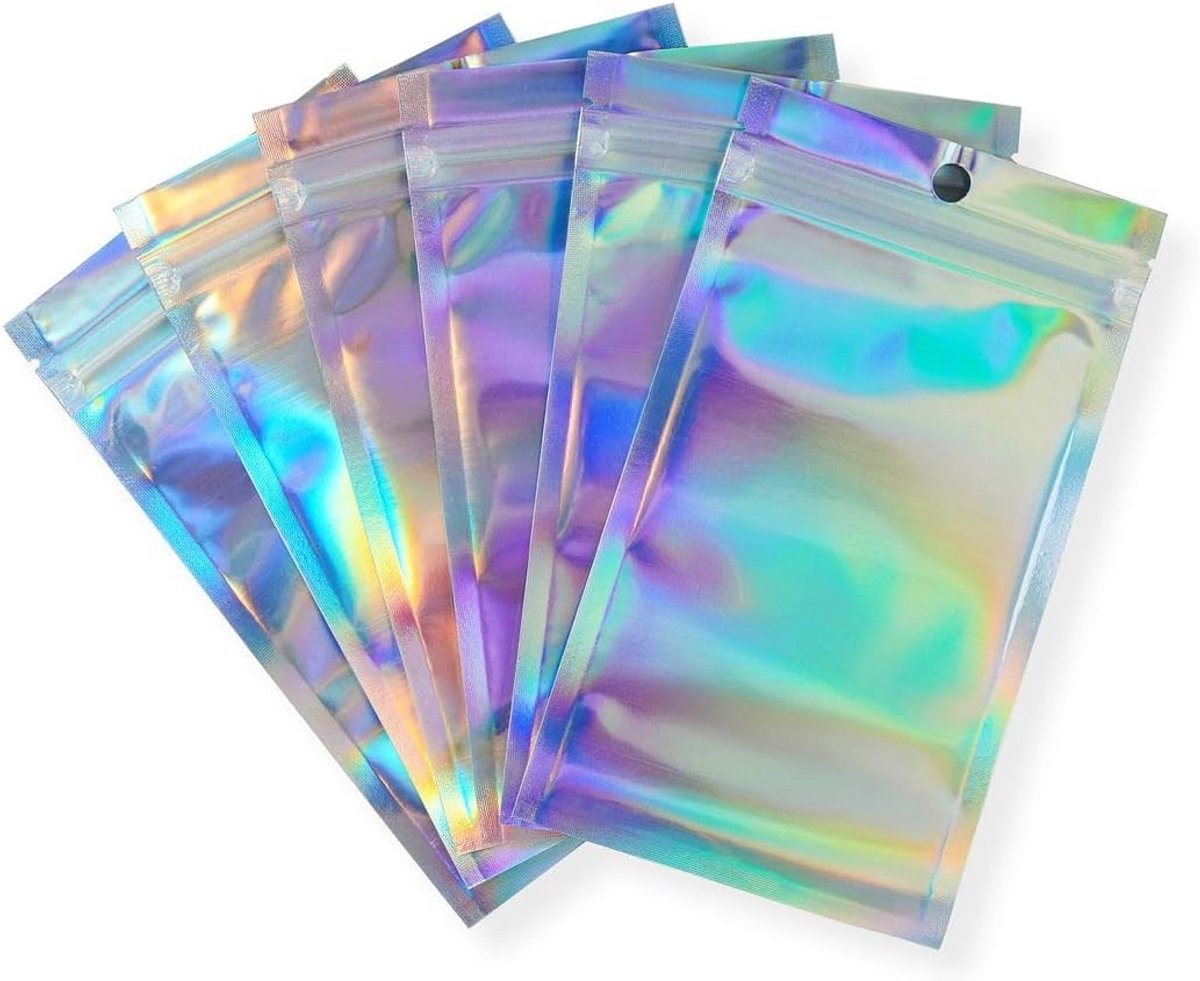Hersluitbare zakjes zipsluiting - Holografisch - 10,5 x 15 cm - Aluminium Zakjes met Ritssluiting - Voor Voedselbewaring en Verpakking