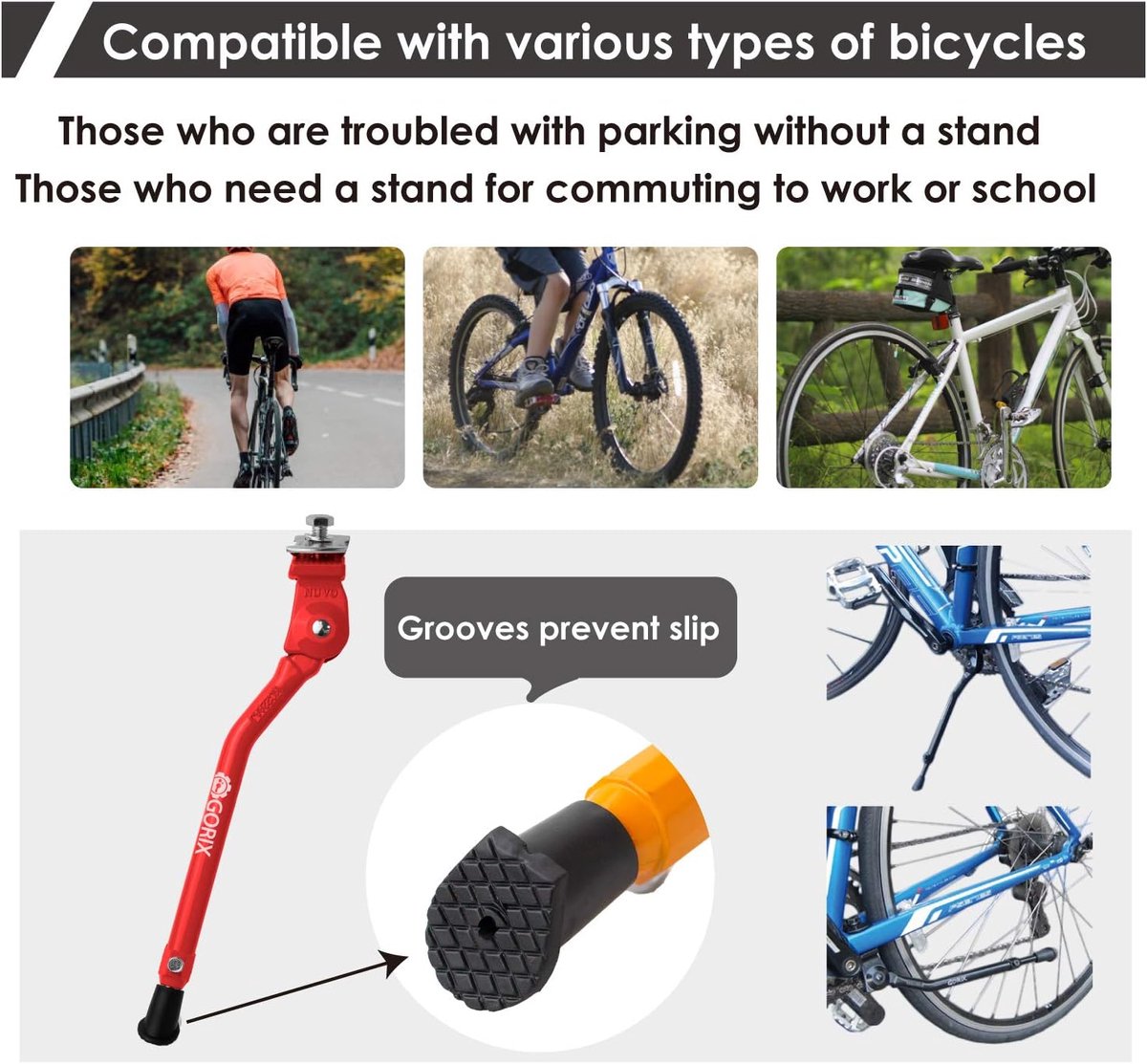 GORIX Bicycle Stand Side Road Mountain Bike Adjustable Portable (GX-KC22AAJ-Z) (Orange) - ShopVlot